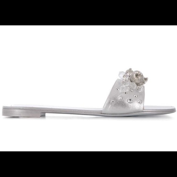 giuseppe zanotti BNIB silver jeweled flat slides - Picture 2 of 9